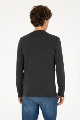 Мужской базовый трикотажный кардиган антрацитового меланжа - U.s. polo assn фото 5