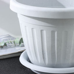 Горшок для цветов с поддоном «Сильвер ЭКО», 7.2 л, d=28 см, пластиковый светло-серый