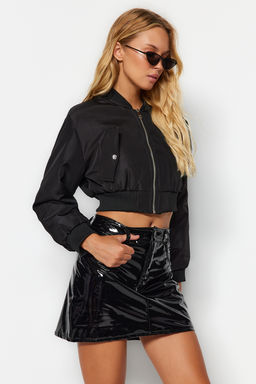 TRENDYOLMILLA Siyah Parlak Suni Deri Mini Dokuma Etek TWOAW24ET00176 фото 2