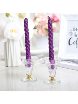 Свечи витые, 1.5×15 см, 2 шт., блестки, сиреневый