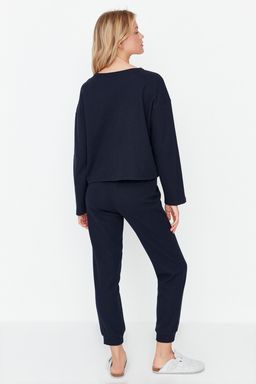 Trendyolmilla Lacivert Waffle Kumas Orme Pijama Tak?m? THMAW23PT00021  фото 6