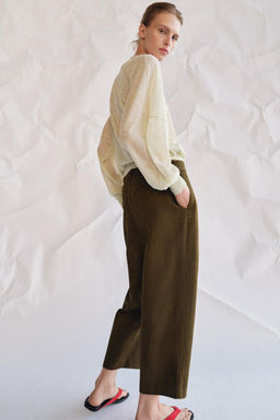 PANTAL?N CROPPED PINZAS ZW COLLECTION / Khaki - Zara фото 10