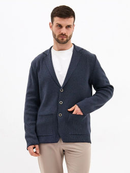 Кардиган мужской GREG G136-KF- полоса 1*1 (т.синий меланж 630/530)  фото 6