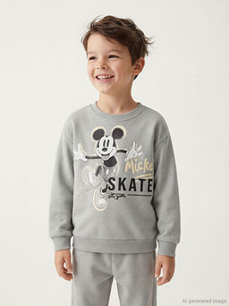 Mickey Mouse Bask?l? Erkek ?ocuk Sweatshirt ve E?ofman Alt?