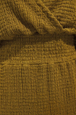 Yag Yesili Dokulu V Yaka Kruvaze Yarasa Kol Beli Gipeli Maxi Esnek Orme Elbise TWOSS25EL00830