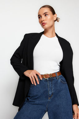 Trendyolmilla Siyah-Taba 2li Paket Croco ve Duz Deri Gorunumlu Tokal? Kad?n Kemer TWOAW24KE00001 фото 5