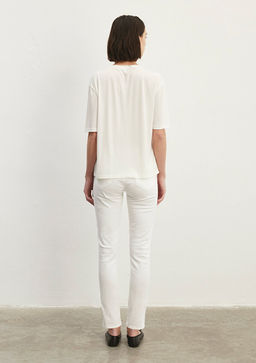 Beyaz Modal Basic Tisort - Mavi фото 4