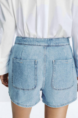 Z1975 DENIM SKORT WITH WRAP-OVER BUTTON DETAIL - Zara фото 4