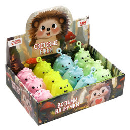 Цена за 9 шт. Мяч детский резиновый ёжка световой «Ёжик», цвета МИКС, в шоубоксе