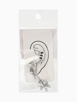 Серьга «Кафф» бабочка, цвет серебро