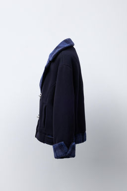 COMBINED CHECK COAT WITH WOOL - Zara фото 3