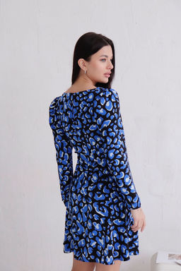 Платье с вырезом каре чёрно-синее - Martichelli фото 7