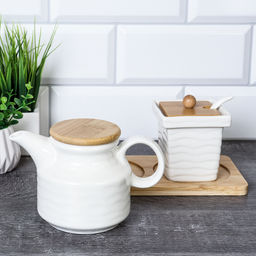 Чайник заварочный 350 мл и сахарница 200 мл с ложкой / CF128 /уп 36/ на подставке