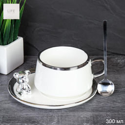 Чайный набор 300 мл 3 предмета с ложкой Мишка / JY3539 /уп 48/ - Галеонтрейд фото 3