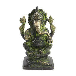 Ганеш благославляющий на процветание и удачу бронза 12см-8см 9348гр