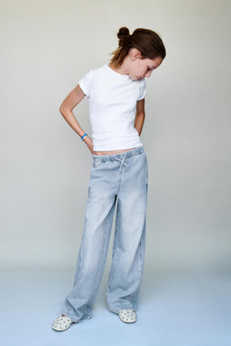 JEANS WIDE LEG CORDONES / Azul claro - Zara фото 5