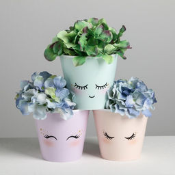 Набор кашпо для цветов 3 в 1 Милые глазки, 0.8 л, 11?12 см