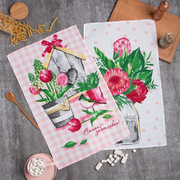 Набор кухонных полотенец Доляна Самой заботливой, 35?60 см-2 шт., 100% хл