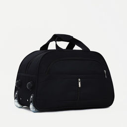 Сумка дорожная на молнии, на колёсах, 2 наружных кармана, цвет чёрный