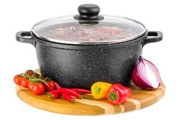 Казан (кастрюля) 3,3 л ГАРМОНИЯ ВКУСА Черный мрамор ИНДУКЦИЯ, С КРЫШКОЙ ф22, 29,5*23,5*16 см