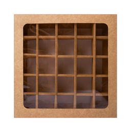 Коробка складная под 25 конфет, крафт, 22 х 22 х 3,3 см - UPAK LAND фото 2