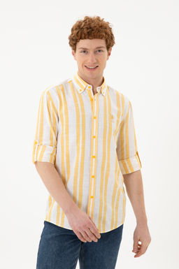 Мужская шафрановая рубашка с длинным рукавом - U.s. polo assn фото 10