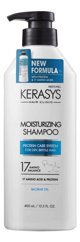 Шампунь увлажняющий для сухих и ломких волос AEKYUNG KERASYS Hair Clinic Moisturizing Shampoo Baobab Oil Обновленная версия!, 400ml