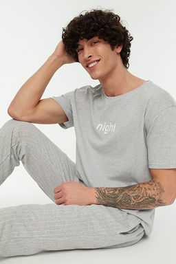 Gri Bask_l_ Regular Fit _rme Pijama Tak_m_ THMAW21PT0393 - Trendyolmilla фото 2