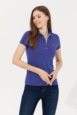 Женская синяя футболка с воротником поло Basic - U.s. polo assn фото 2