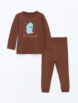 Bisiklet Yaka Uzun Kollu Bask?l? Erkek Bebek Pijama Tak?m?