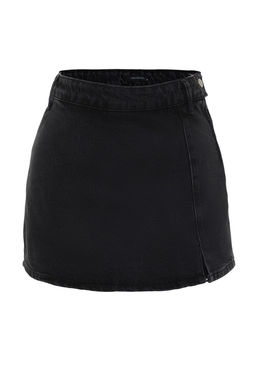 Siyah Y?rtmacl? Denim Sort Etek TWOSS23SR00091