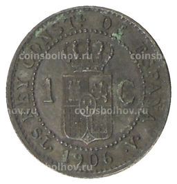Монета 1 сентимо 1906 года Испания
