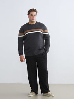 Bisiklet Yaka ?izgili Erkek Triko Kazak