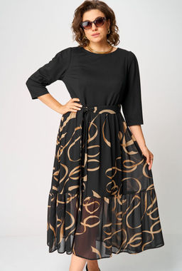 Платье EVA GRANT 7216С черый+принт  фото 4