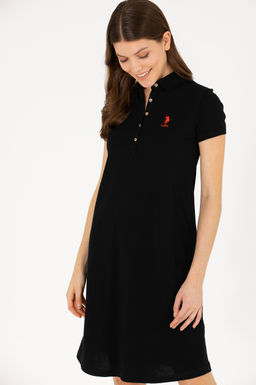 U. S. Polo Assn Женское черное трикотажное платье с воротником-поло - U.s. polo assn фото 2