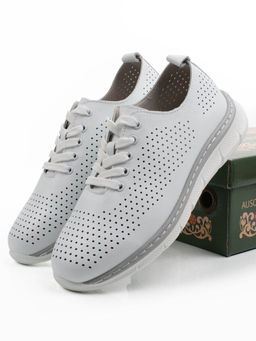 03-YE547-1 WHITE Полуботинки летние спортивные женские (натуральная кожа)