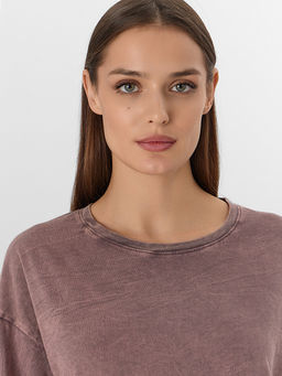 Лонгслив женский коричневый с обработкой эйсид