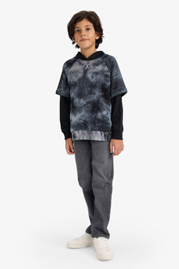 Kap__onlu Batik Desenli Sweatshirt Erkek _ocuk - Defacto фото 2