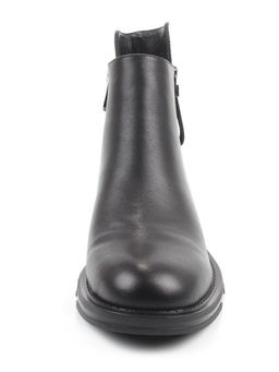 01-M43-12 BLACK Ботинки демисезонные женские (натуральная кожа, байка)