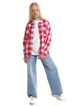 Рубашка в клетку UD 8043 красная клетка - Mini maxi фото 4