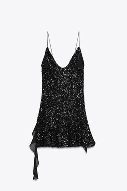 SEQUINNED RUFFLE MINI DRESS - Zara фото 7