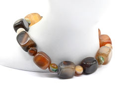 Браслет из агата тонированного прямоугольник 9*12мм цв.шоколад