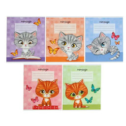 Цена за 20 шт. Тетрадь 12 листов линейку Calligrata «Котята», обложка мелованный картон, МИКС