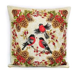 Снегири-гобеленовая наволочка 32х32 см