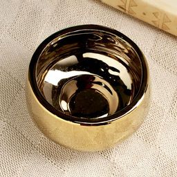 Кашпо - бонсайница для кактусов и суккулентов «Лайт», 13×13×7 см, керамика, золотистое