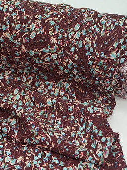 Штапель Премиум (Digital) Энжела цв.вишневый, ш.1.45м, вискоза-100%, 120гр/м.кв - Купава фото 10