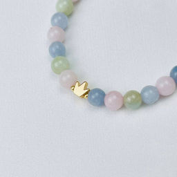 Браслет детский из Кварца микс и Берилла со вставкой "корона" 15 см