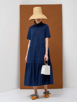 Платье хлопок OD-791-3 темно-синее OD-791-3