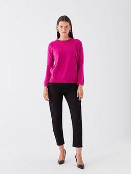 Bisiklet Yaka Kendinden Desenli Uzun Kollu Kad?n Triko Kazak - Waikiki фото 3