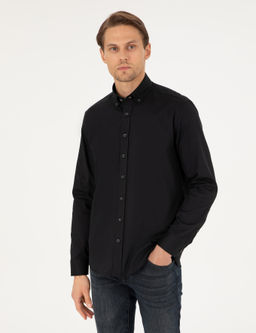 Siyah Regular Fit Uzun Kollu G_mlek